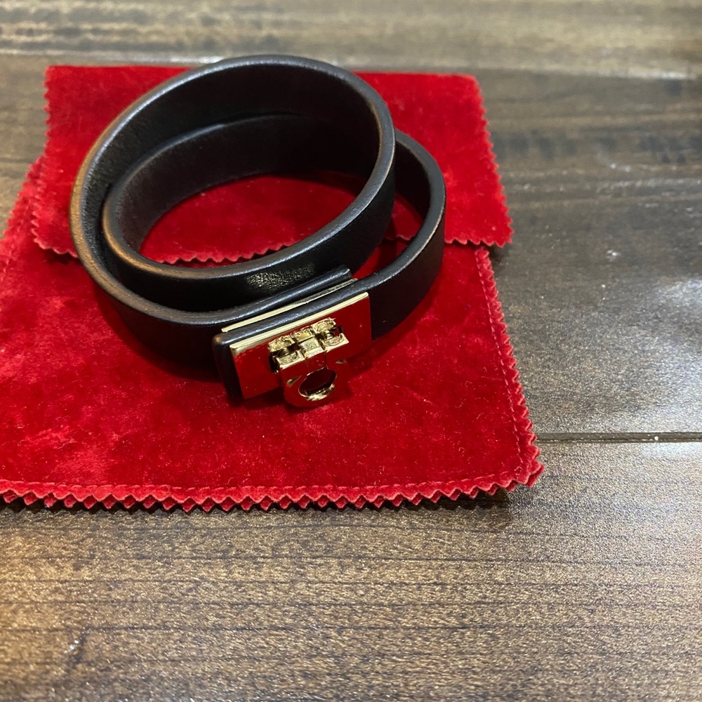 Salvatore Ferragamo Double Wrap Leather Bracelet
